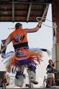 A dancer at the Water Is Life concert in Duluth