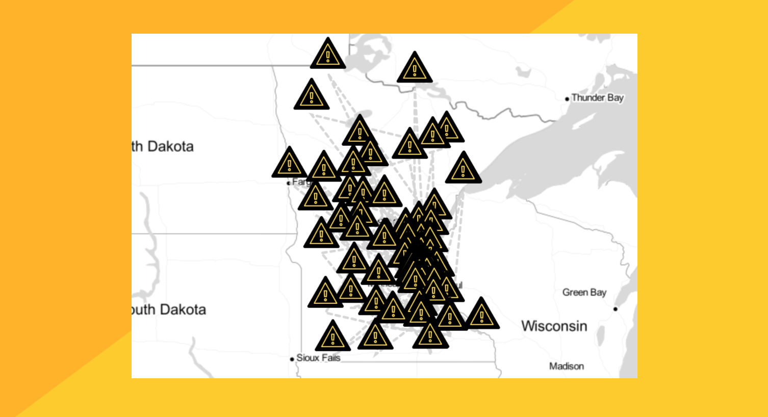 a map showing minnesota's 96 fake abortion clinics
