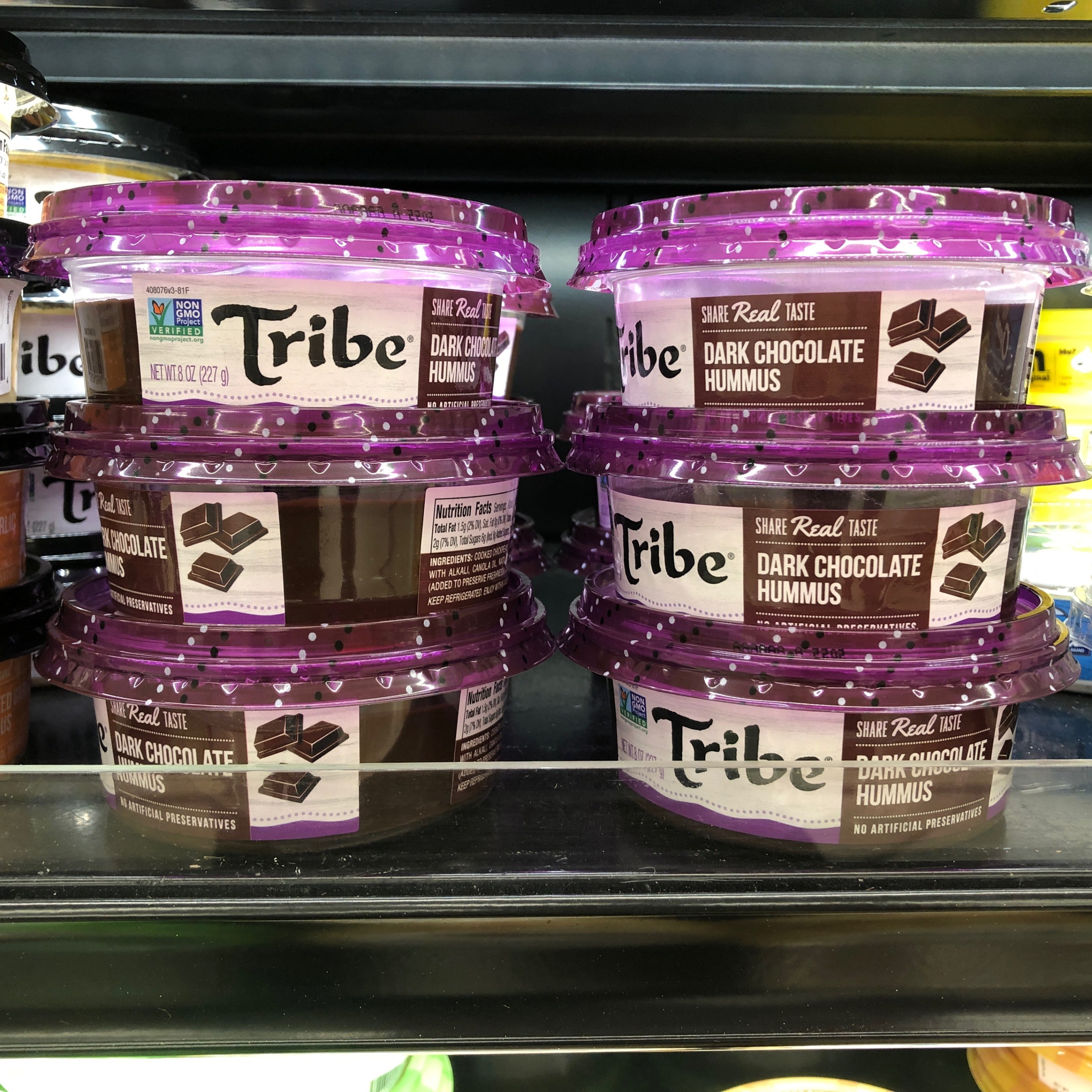 tribe brand dark chocolate hummus at cub supermarket