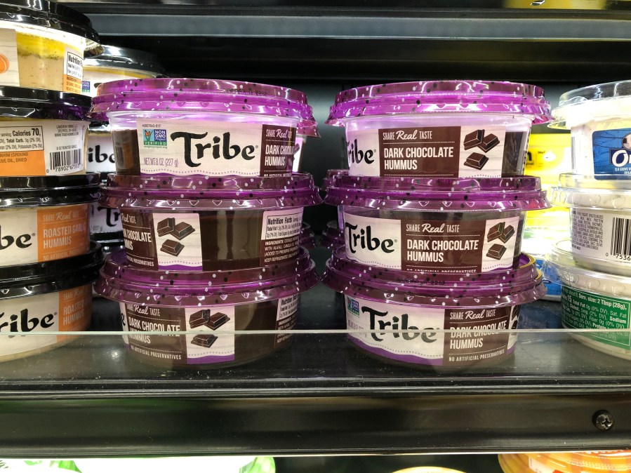 tribe brand dark chocolate hummus at cub supermarket