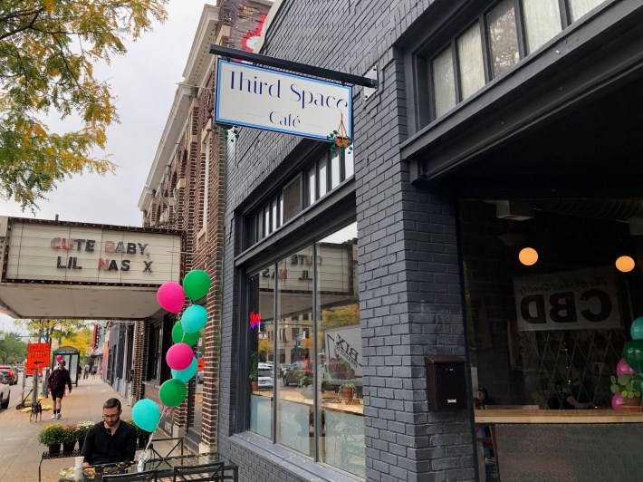 The building exterior and sign for Third Space Cafe