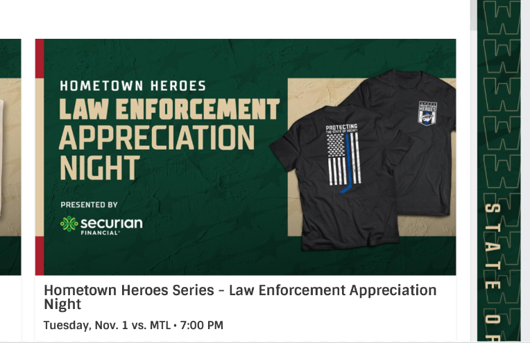 Military Appreciation Night is 11/8