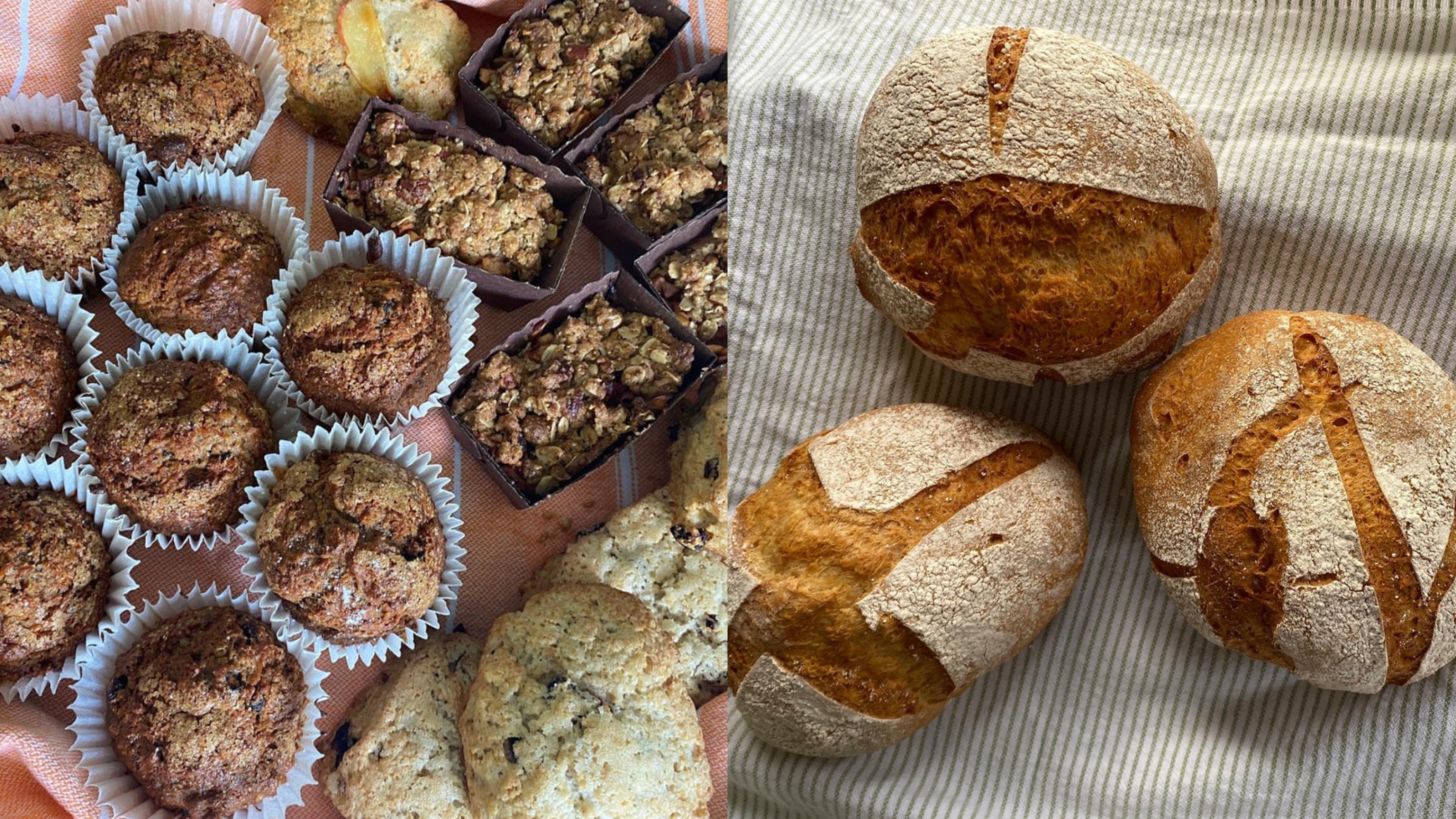 an array of muffins, breads, and baked goods from atuvava