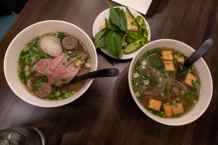 two bowls of steaming hot pot